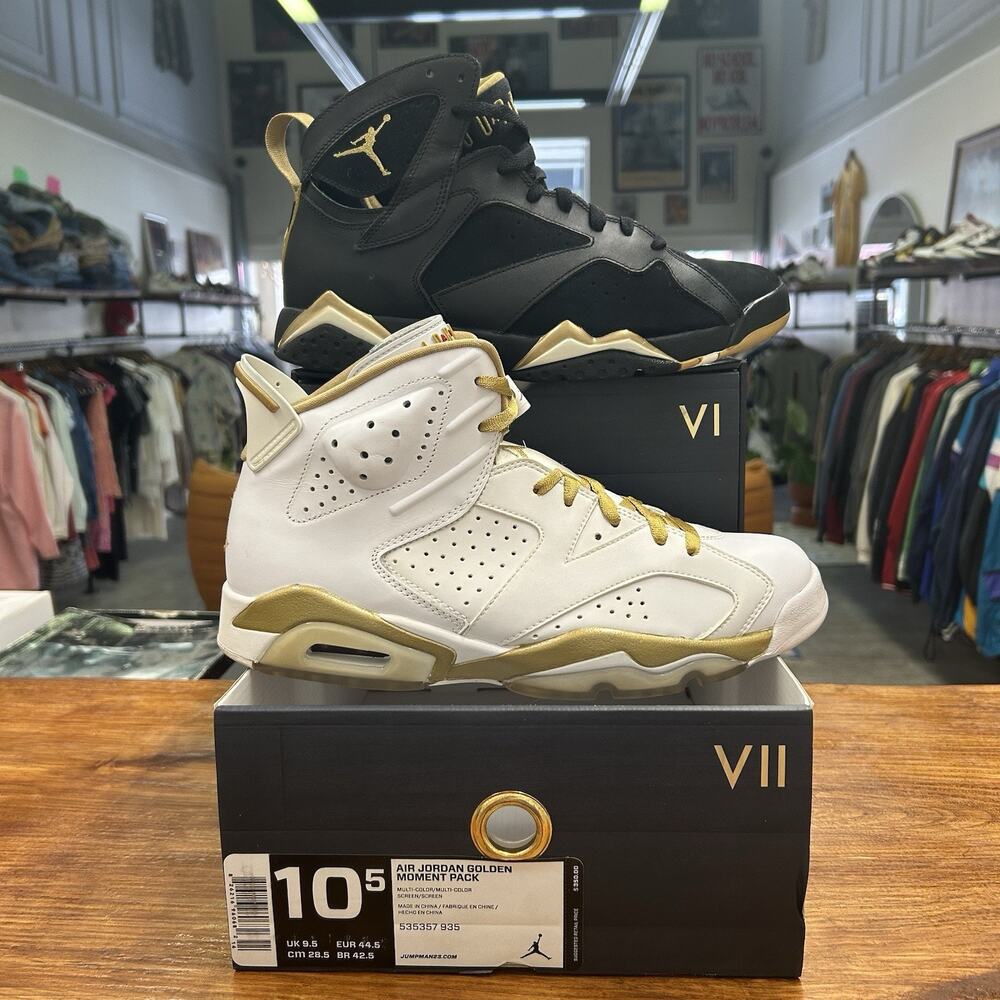 Size 10.5 - Air Jordan 7/6 Retro Golden Moments Pack OG all Lightly Worn
